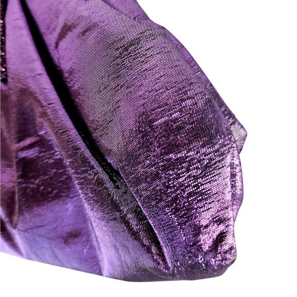 Fabiana Mori Italian Purple Satin Evening Bag Rhinestone Bow Chain Handle 2010s - Picture 9 of 12
